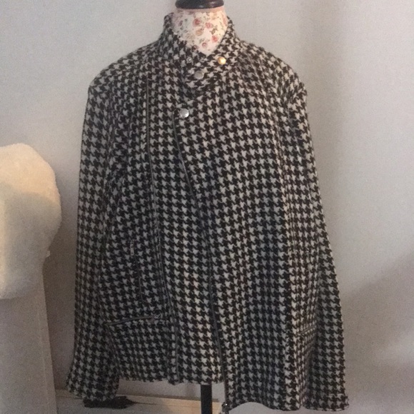 🆕NWOT*Ralph Lauren MOTO Jacket 100%Lambswool Houndstooth Size 3X - Picture 3 of 16